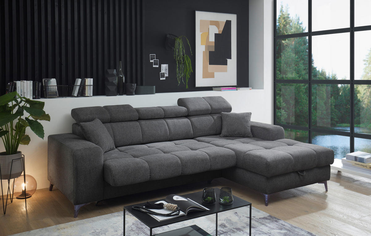 KUTNA GARNITURA tekstil  antracit   - crna/antracit, Konvencionalno, tekstil/plastika (268/172cm) - MID.YOU