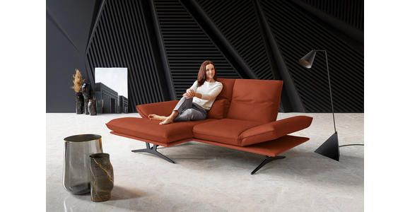 ECKSOFA in Echtleder Orange 130/210 cm - Gelb/Schwarz, Design, Leder/Metall (130/210cm) - Dieter Knoll