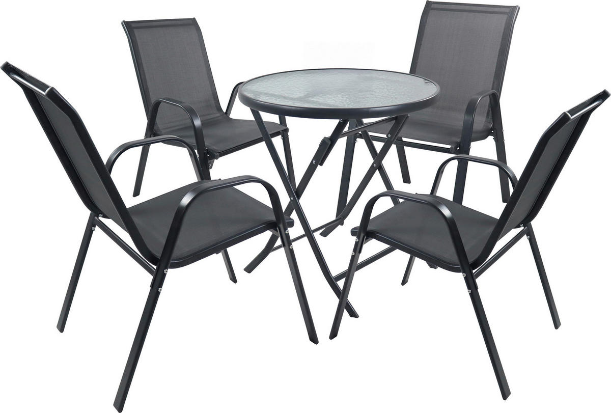 GARTENSET 5-teilig  - Anthrazit, MODERN, Glas/Metall - MID.YOU