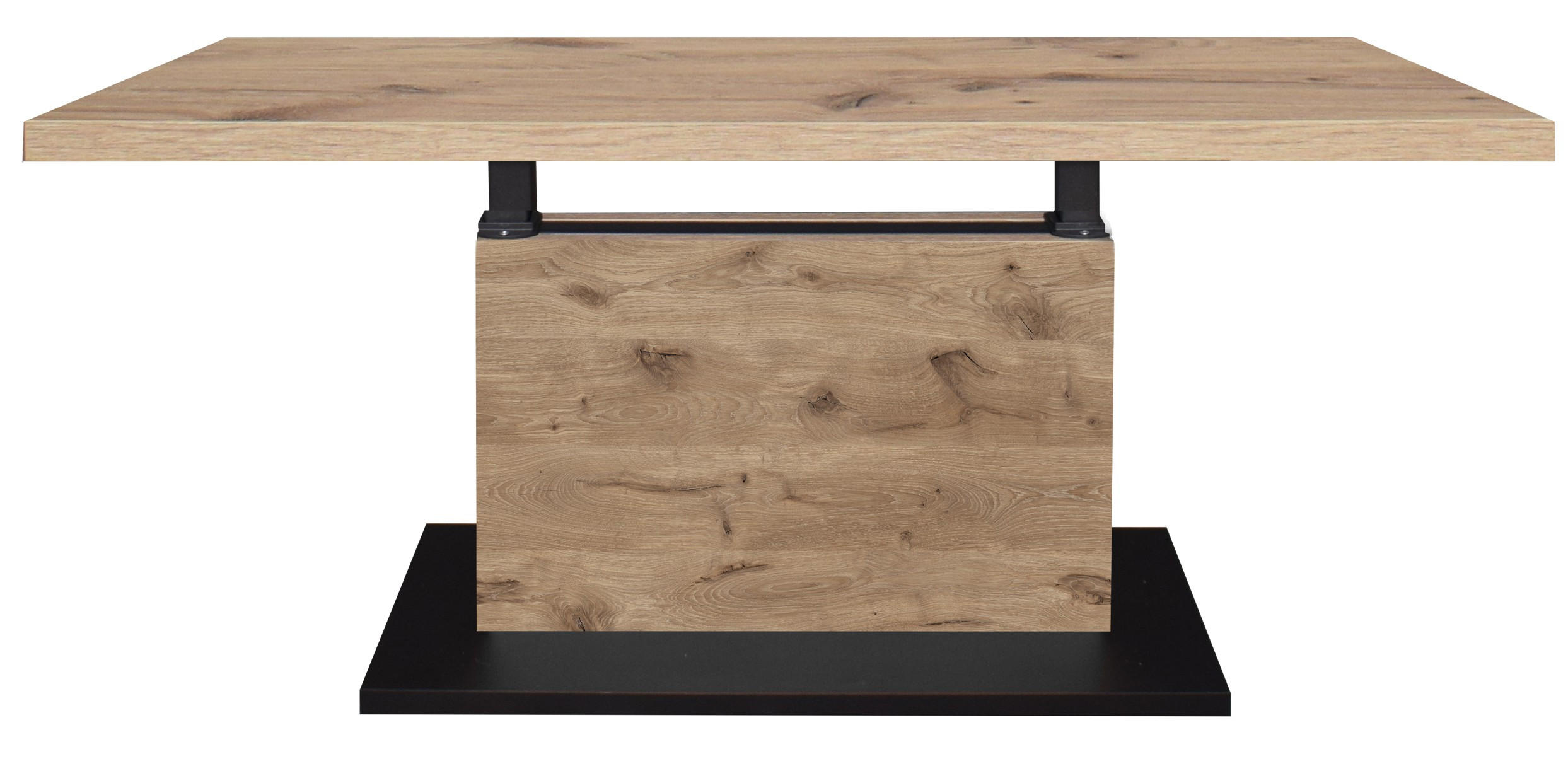 COUCHTISCH Lift rechteckig Schwarz, Eichefarben  - Eichefarben/Schwarz, Design, Holzwerkstoff/Metall (120/55-69/70cm) - MID.YOU