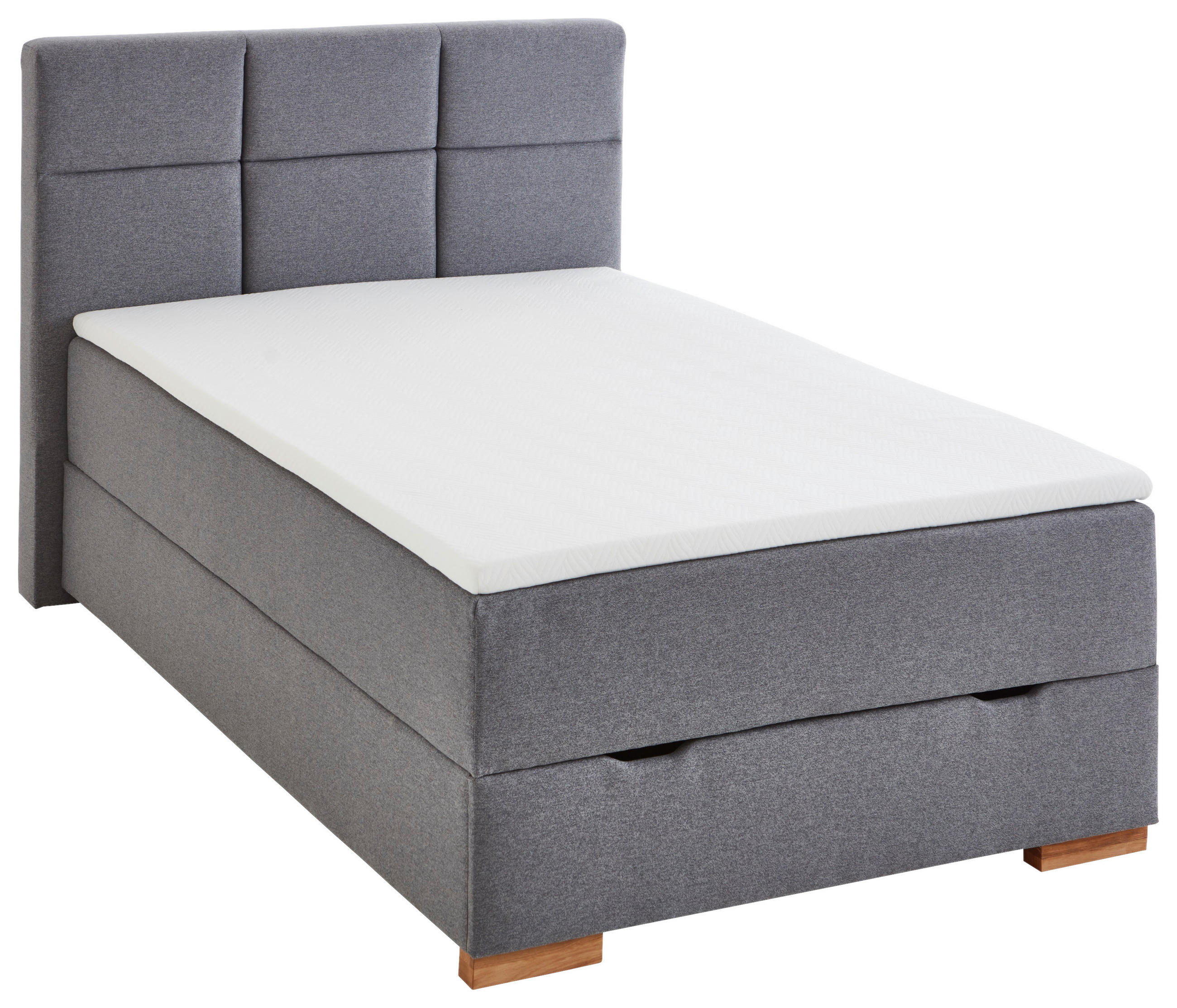 POSTEL BOXSPRING, 140/200 cm, šedá - šedá/barvy dubu, Basics, dřevo/textil (140/200cm) - home24