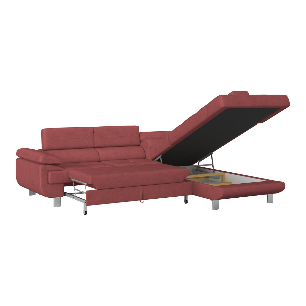 HÖRNSOFFA i dräll röd  - röd, Modern, metall/textil (270/230cm) - MID.YOU