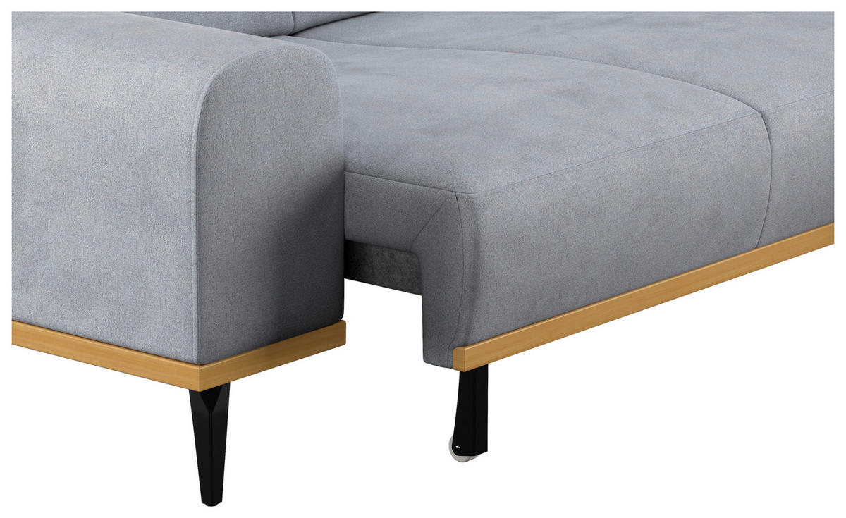 ECKSOFA Hellgrau Mikrofaser  - Hellgrau/Schwarz, KONVENTIONELL, Textil/Metall (244/157cm) - Cotta
