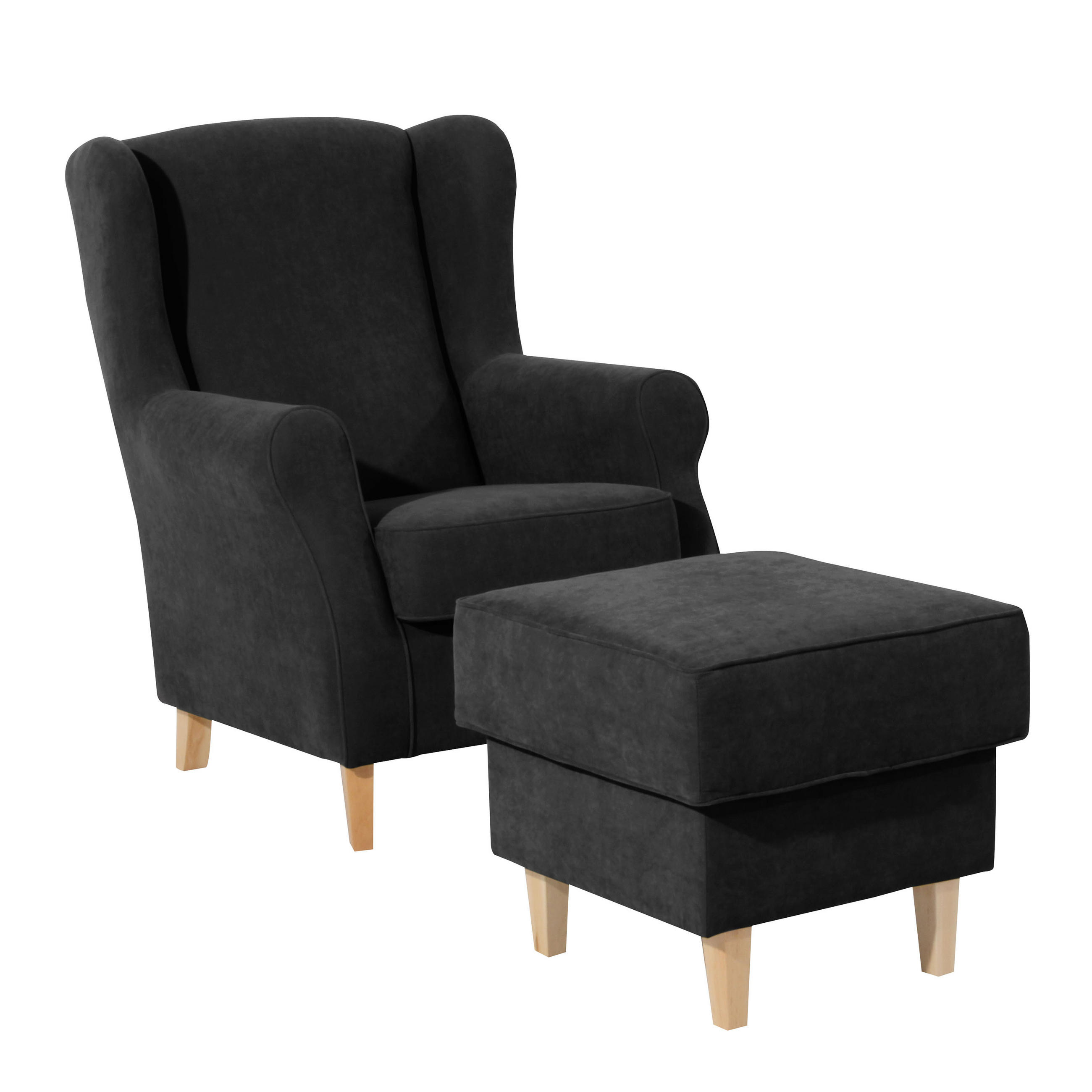 HOCKER in Textil Schwarz  - Buchefarben/Schwarz, Design, Holz/Textil (53/45/53cm) - Max Winzer