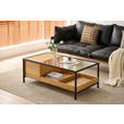 COUCHTISCH Eiche furniert, massiv ESG 110/60/40 cm rechteckig Klar, Naturfarben, Schwarz  - Klar/Eichefarben, Natur, Glas/Holz (110/60/40cm) - Novel