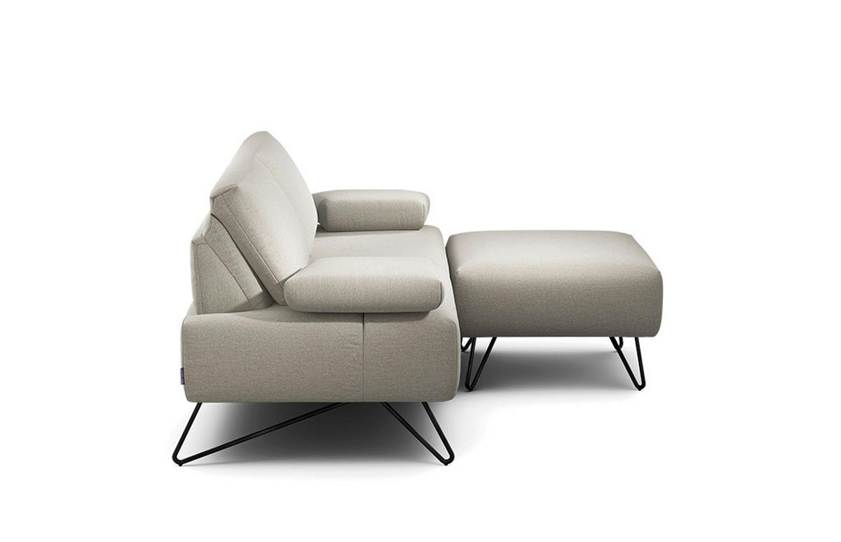 2-SITZER-SOFA in Chenille Naturfarben  - Schwarz/Naturfarben, Design, Textil/Metall (164-194/85/86-94cm) - SENSOO