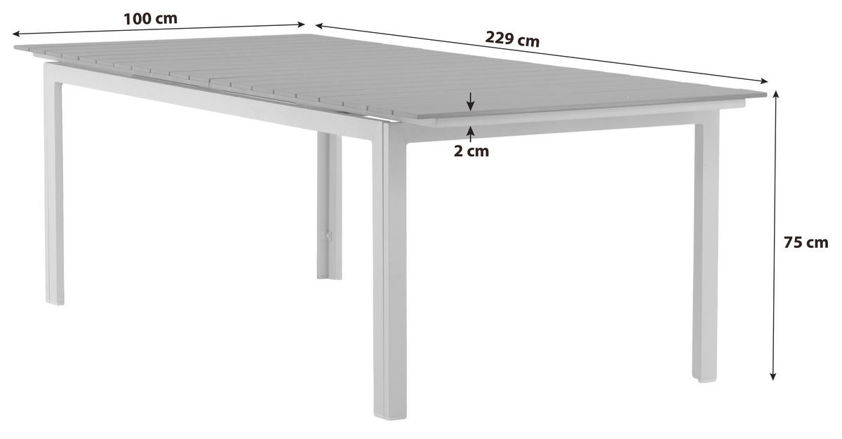 GARTENTISCH Metall Grau, Weiß rechteckig  - Weiß/Grau, KONVENTIONELL, Metall (229/100/75cm) - Gardenson