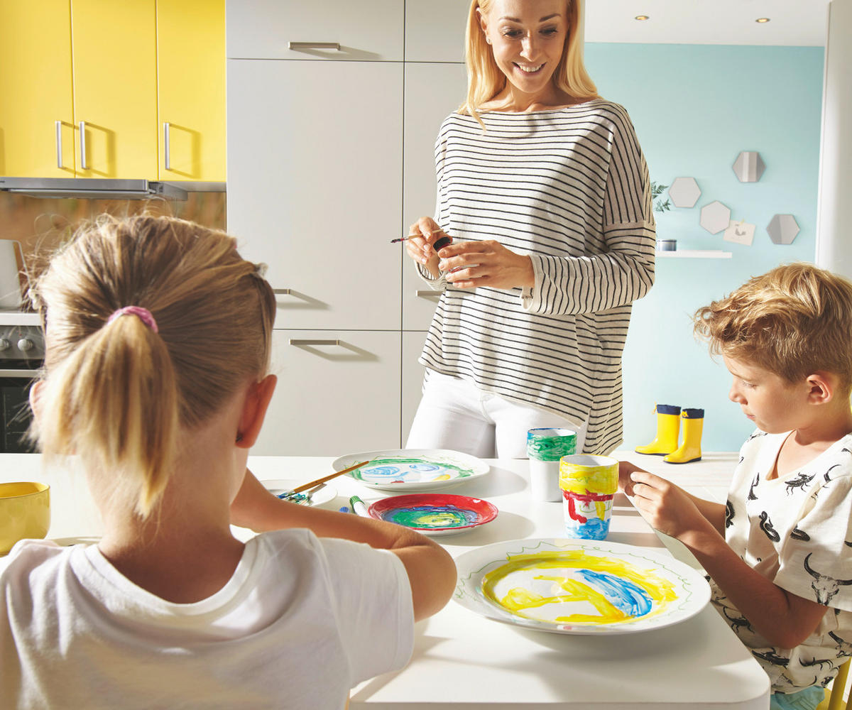 EINBAUKÜCHE UMANI  - Gelb/Grau, Design, Holzwerkstoff - Novel