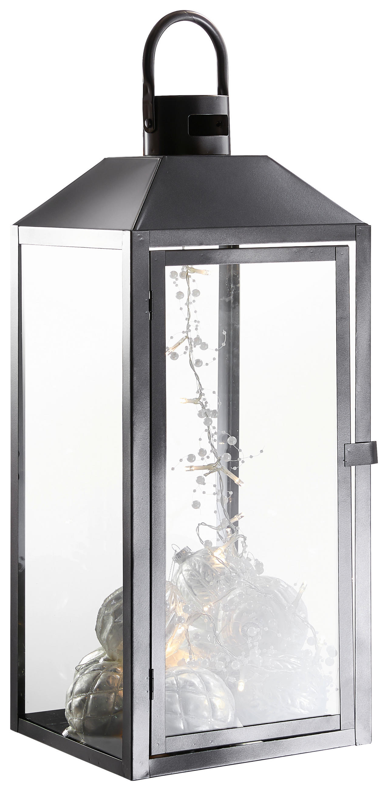 Ambia Home Laterne Klar, Schwarz 24x57x23 cm