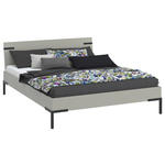 BETT 160/200 cm  in Hellgrau  - Hellgrau/Schwarz, Design, Holzwerkstoff/Metall (160/200cm) - Xora