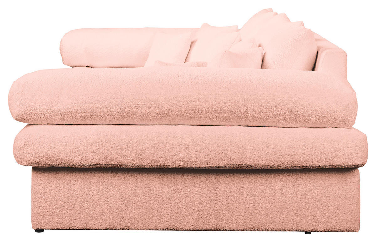 BIGSOFA in Teddystoff Rosa  - Schwarz/Rosa, Design, Kunststoff/Textil (284/94/148cm) - Livetastic