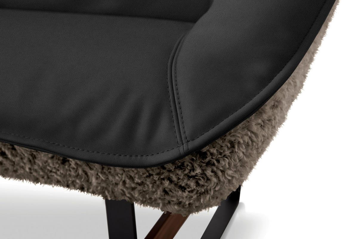 SITZBANK Textil, Leder Dunkelbraun  - Dunkelbraun/Schwarz, Design, Leder/Holz (229/88/80cm) - Koinor