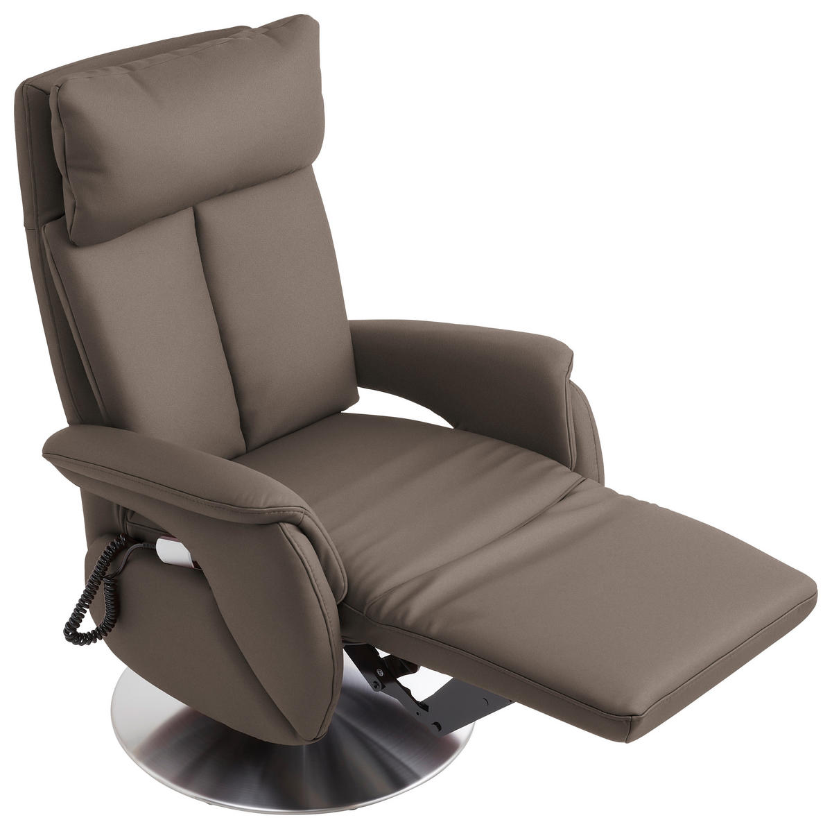 RELAXSESSEL in Leder Graubraun  - Edelstahlfarben/Graubraun, Konventionell, Leder/Metall (78/110/81cm) - Cantus