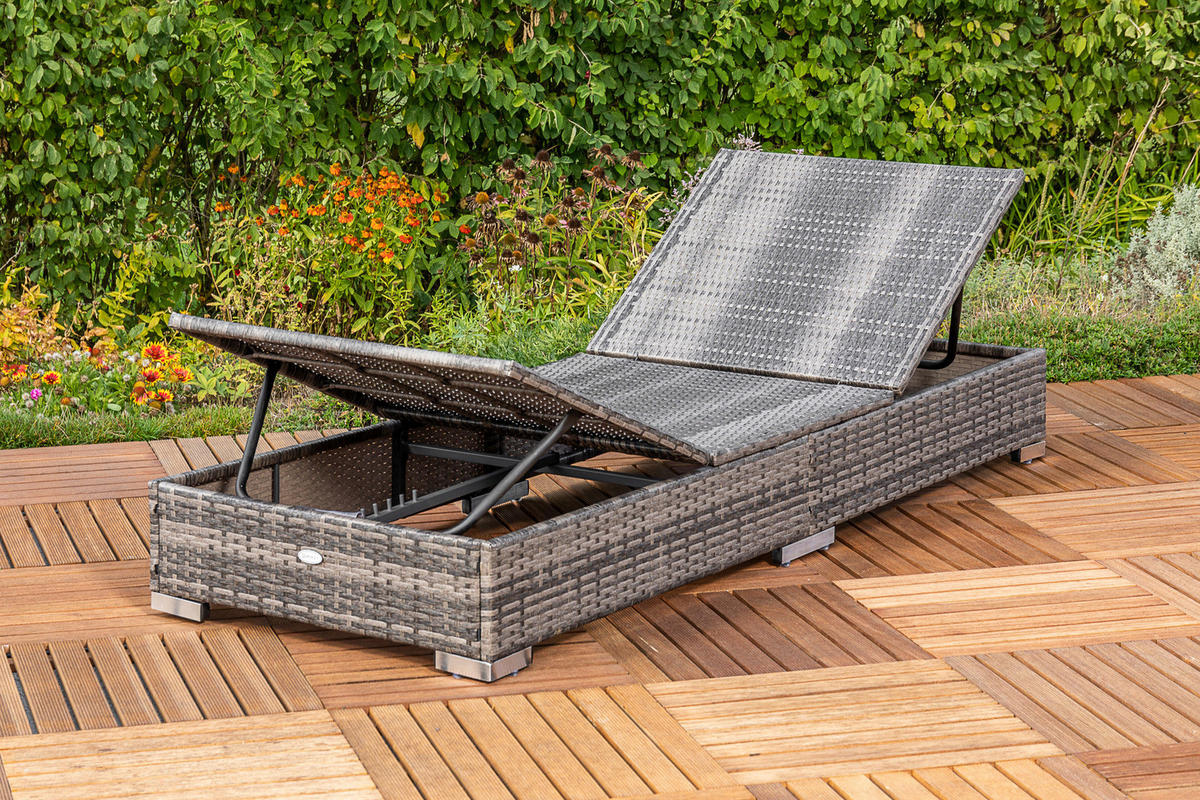 SONNENLIEGE 195/26/73 cm  - Grau, MODERN, Kunststoff/Metall (195/26/73cm) - Gardenson