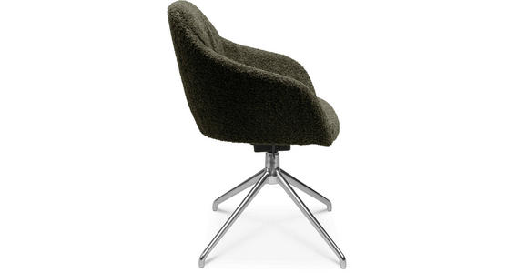 ARMLEHNSTUHL in Aluminium Bouclé - Dunkelgrün/Alufarben, Design, Textil/Metall (58/81,5-84,5/60cm) - Johann Jakob