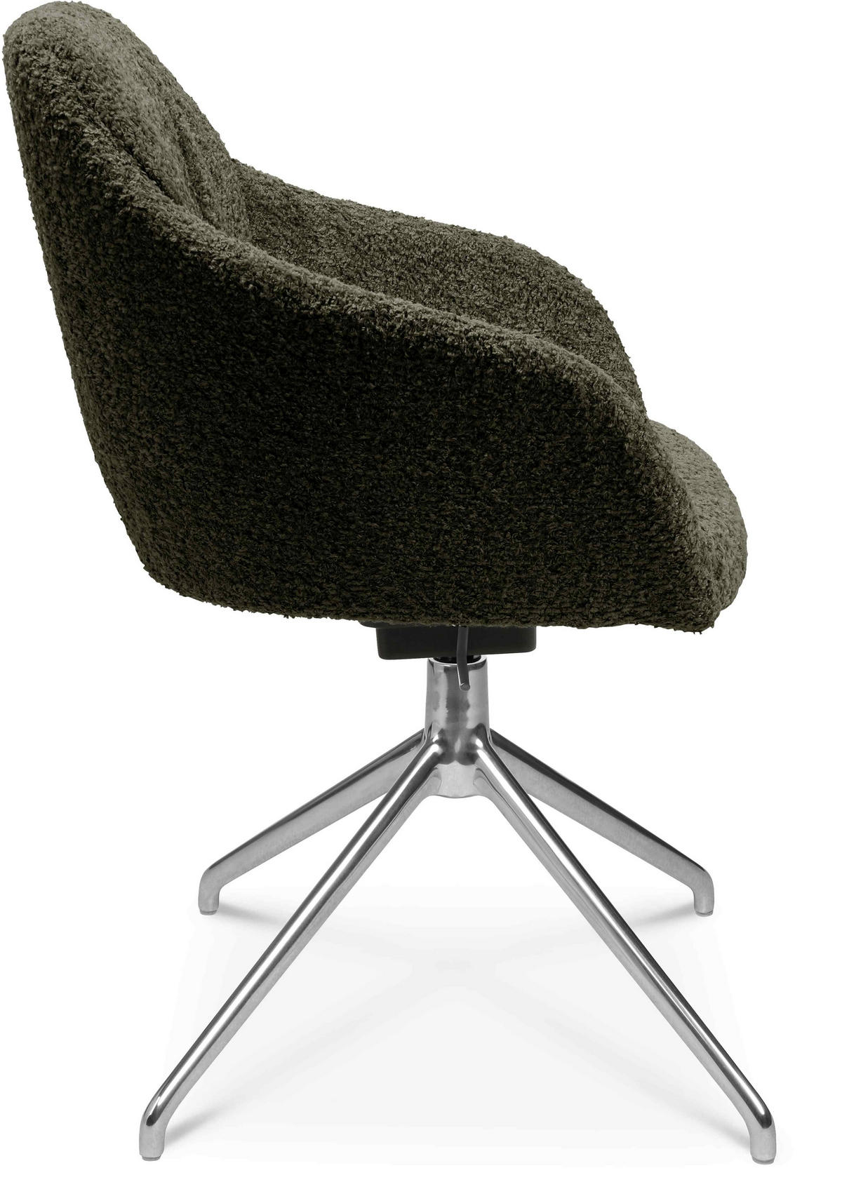 ARMLEHNSTUHL  in Aluminium Bouclé  - Dunkelgrün/Alufarben, Design, Textil/Metall (58/81,5-84,5/60cm) - Johann Jakob