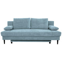 SCHLAFSOFA  mit Rücken echt, Liegefunktion, Schlafen auf Sitzhöhe Webstoff Hellblau  - Schwarz/Hellblau, KONVENTIONELL, Holz/Kunststoff (199/88/88cm) - Carryhome