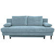 SCHLAFSOFA mit Rücken echt, Liegefunktion, Schlafen auf Sitzhöhe Webstoff Hellblau - Schwarz/Hellblau, KONVENTIONELL, Holz/Kunststoff (199/88/88cm) - Carryhome