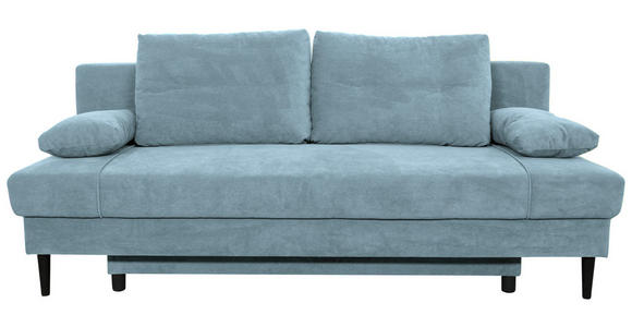 SCHLAFSOFA mit Rücken echt, Liegefunktion, Schlafen auf Sitzhöhe Webstoff Hellblau - Schwarz/Hellblau, KONVENTIONELL, Holz/Kunststoff (199/88/88cm) - Carryhome