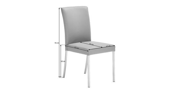 STUHL in Edelstahl Echtleder pigmentiert Metall, Leder - Schlammfarben/Edelstahlfarben, Design, Leder/Metall (47/94/63cm) - Moderano