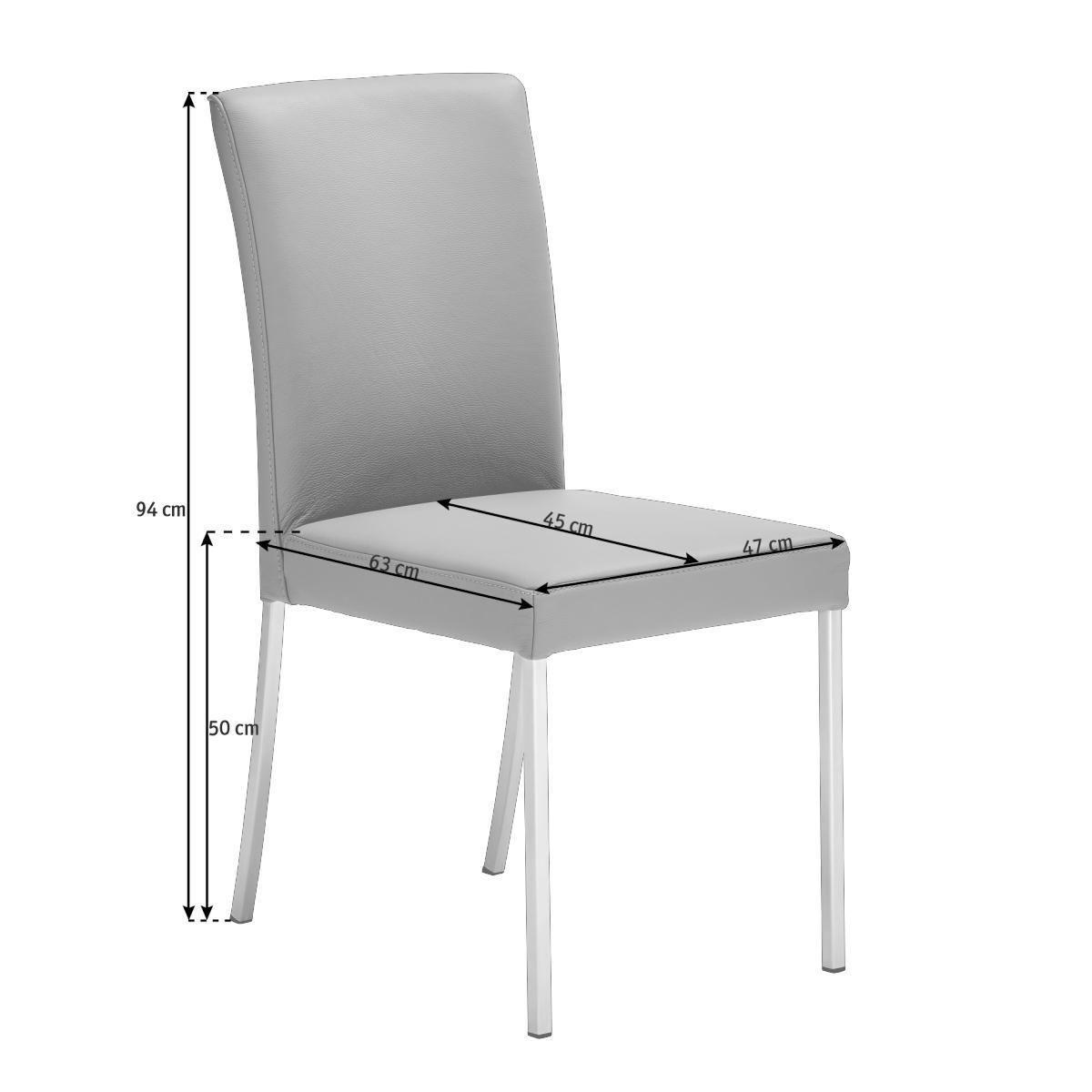 STUHL  in Edelstahl Echtleder pigmentiert Metall, Leder  - Schlammfarben/Edelstahlfarben, Design, Leder/Metall (47/94/63cm) - Moderano