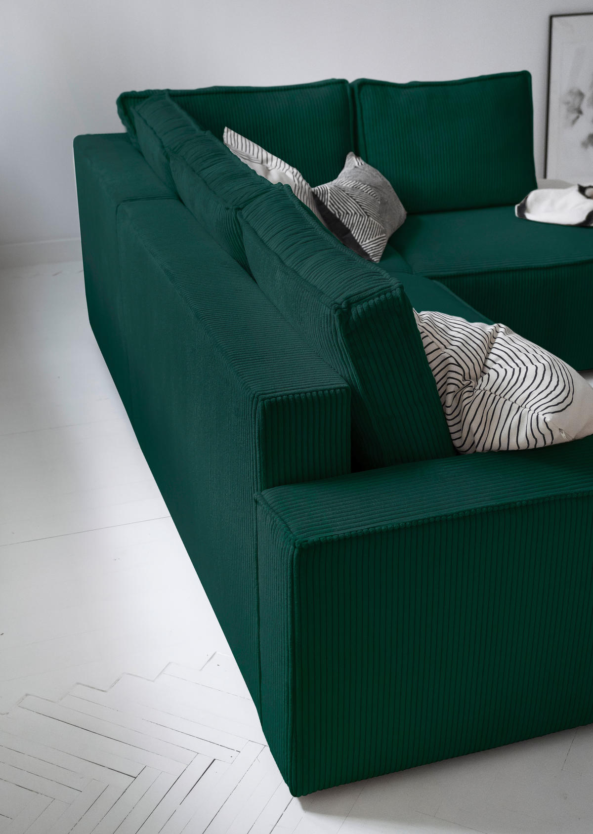 KUTNA GARNITURA tekstil  tamno zelena   - tamno zelena/crna, Design, tekstil/plastika (247/194cm) - MID.YOU