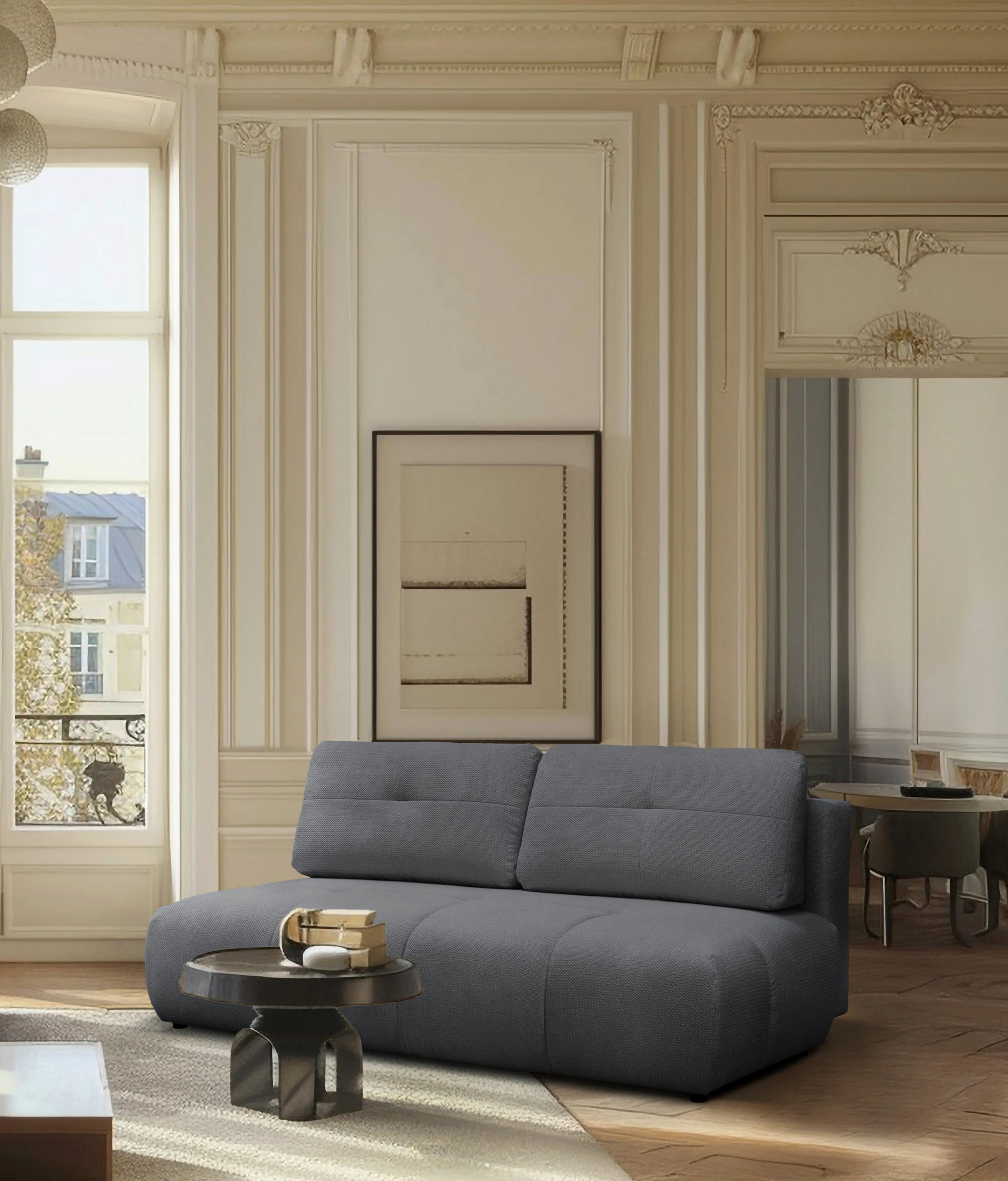 SCHLAFSOFA Struktur Blau  - Blau/Schwarz, Design, Textil (208/92/104cm) - MID.YOU