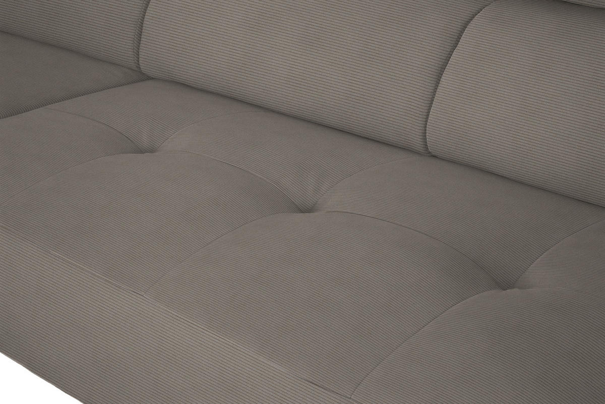 ECKSOFA Graubraun Feincord  - Graubraun/Schwarz, Design, Textil/Metall (205/280cm) - Xora