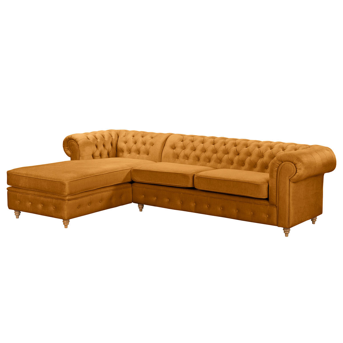 ECKSOFA Laura Bernsteinfarben Mikrofaser  - Bernsteinfarben/Braun, Design, Holz/Textil (182/284cm) - P & B
