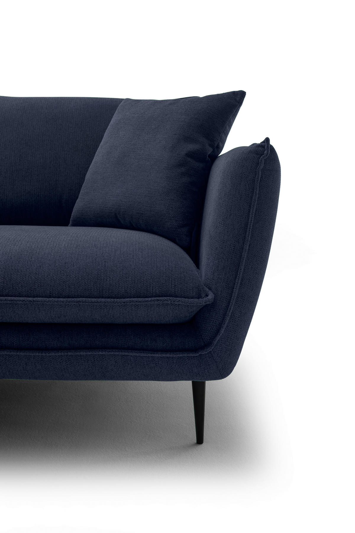 ECKSOFA Dunkelblau Webstoff  - Schwarz/Dunkelblau, KONVENTIONELL, Textil/Metall (196/304cm) - Hom`in