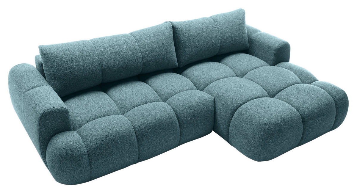 ECKSOFA Türkis Struktur  - Türkis/Schwarz, KONVENTIONELL, Kunststoff/Textil (272/172cm) - Carryhome