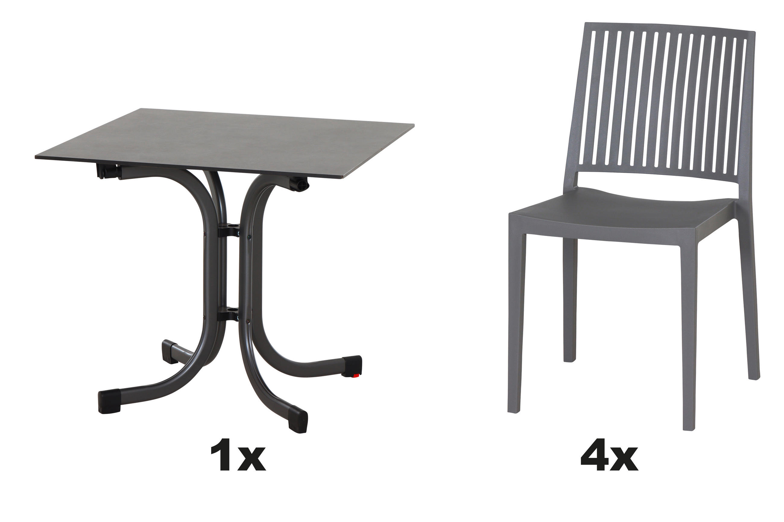 GARTENGARNITUR 5-teilig  - Grau, Basics, Holzwerkstoff/Kunststoff (80/80/80cm) - Siena Garden