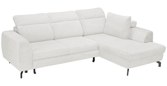 ECKSOFA Weiß Chenille  - Schwarz/Weiß, KONVENTIONELL, Textil/Metall (266/185cm) - Carryhome