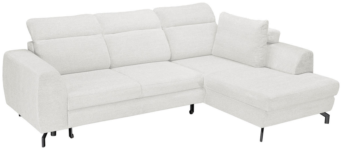 ECKSOFA Weiß Chenille  - Schwarz/Weiß, KONVENTIONELL, Textil/Metall (240/185cm) - Carryhome
