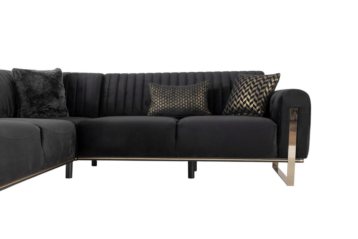 CloseUp von Livetastic ECKSOFA Schwarz Velours.