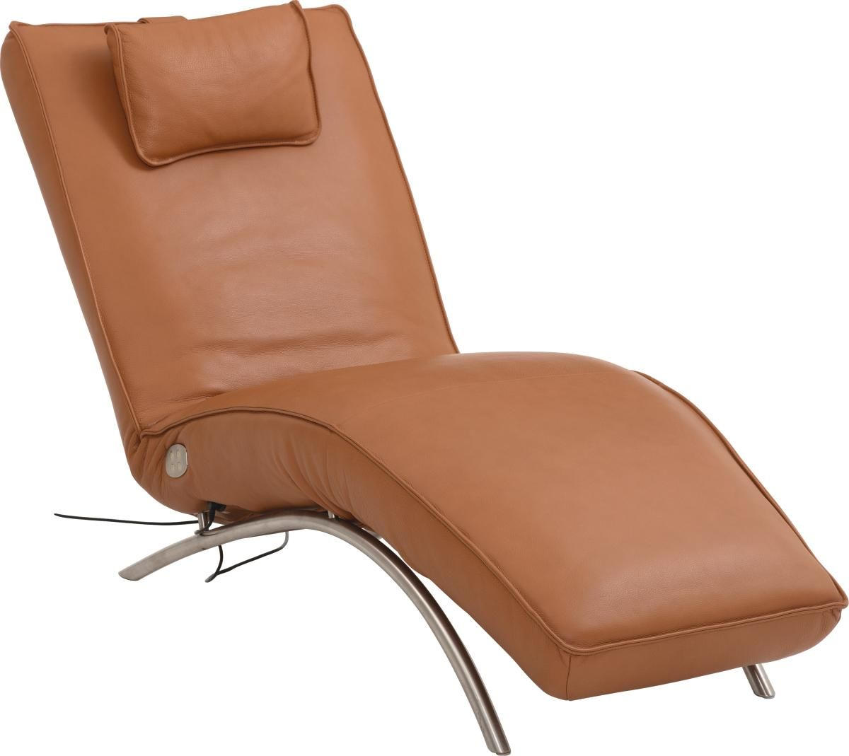 RELAXLIEGE motor. verstellbar Echtleder Braun  - Edelstahlfarben/Braun, Design, Leder/Metall (70/95/208cm) - Koinor