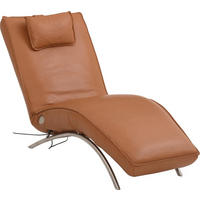 RELAXLIEGE motor. verstellbar Echtleder Braun  - Edelstahlfarben/Braun, Design, Leder/Metall (70/95/208cm) - Koinor