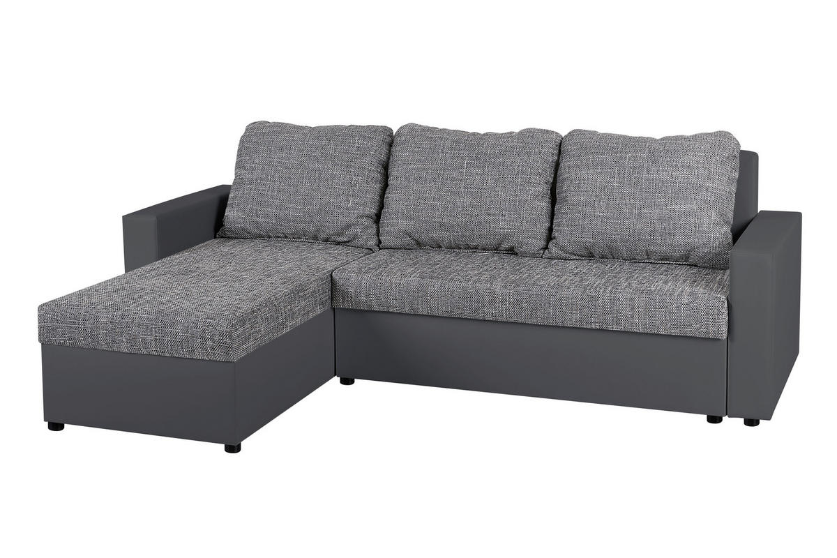 ECKSOFA Grau Lederlook, Webstoff  - Schwarz/Grau, Design, Kunststoff/Textil (147/228cm) - P & B
