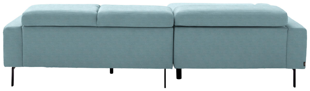 ECKSOFA Cord Hellblau  - Schwarz/Hellblau, Design, Textil/Metall (293/215-217cm) - Schöner Wohnen