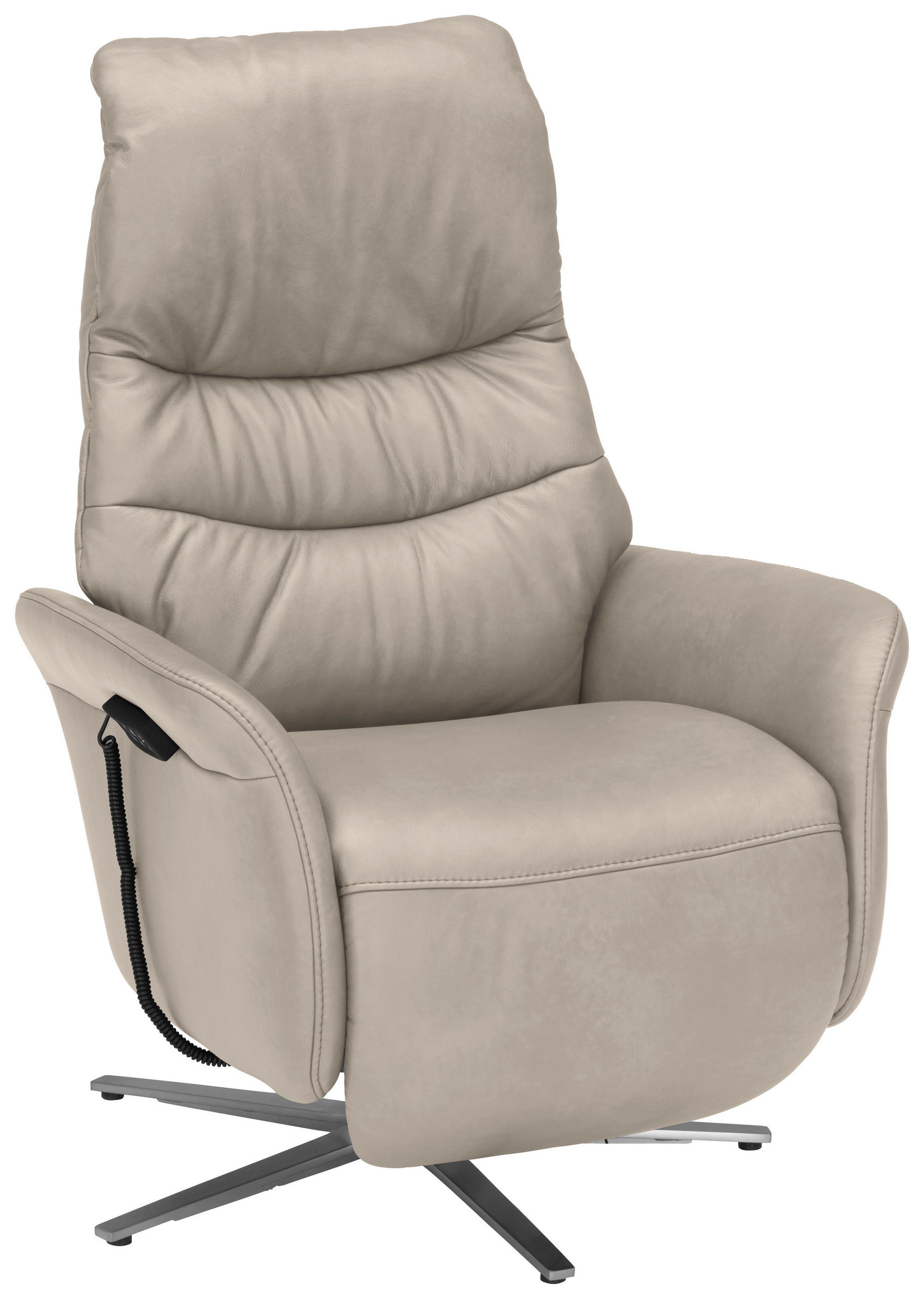 RELAXSESSEL in Leder Creme  - Edelstahlfarben/Creme, Design, Leder/Metall (78/117/89cm) - Himolla Komfortklass
