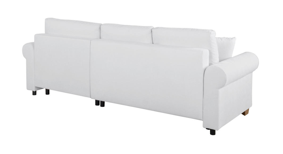 ECKSOFA in Creme  - Buchefarben/Creme, Design, Holz/Textil (266/161cm) - MID.YOU