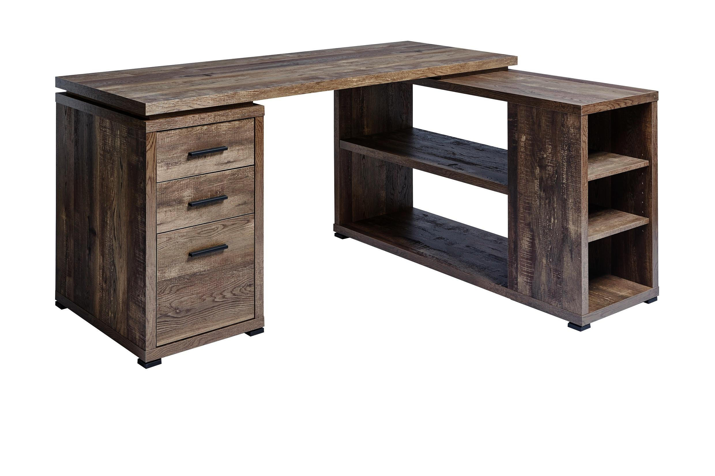 Eckschreibtisch in Schwarz, Eichefarben