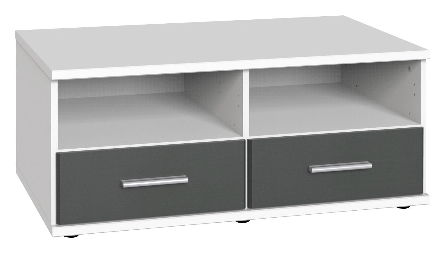 MEDIABÄNK i grafitfärgad, vit  - vit/aluminiumfärg, Klassisk, trämaterial/plast (92/38/58cm) - Carryhome