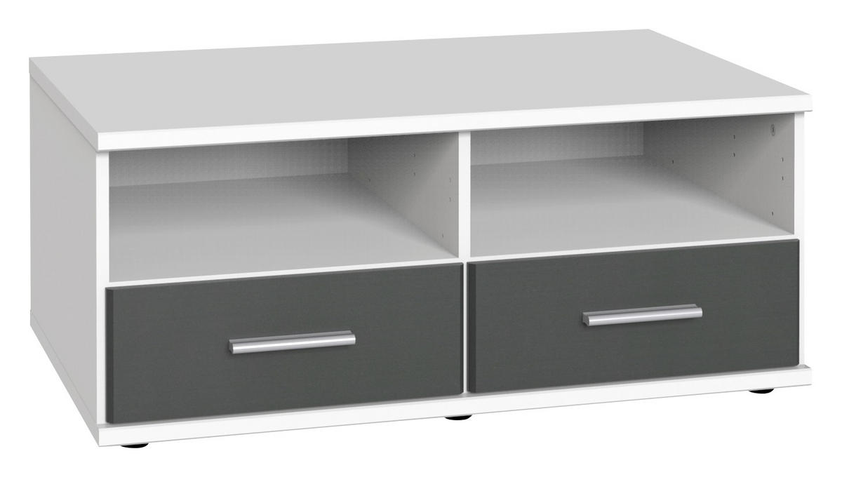 MEDIABÄNK i grafitfärgad, vit  - vit/aluminiumfärg, Klassisk, trämaterial/plast (92/38/58cm) - Carryhome