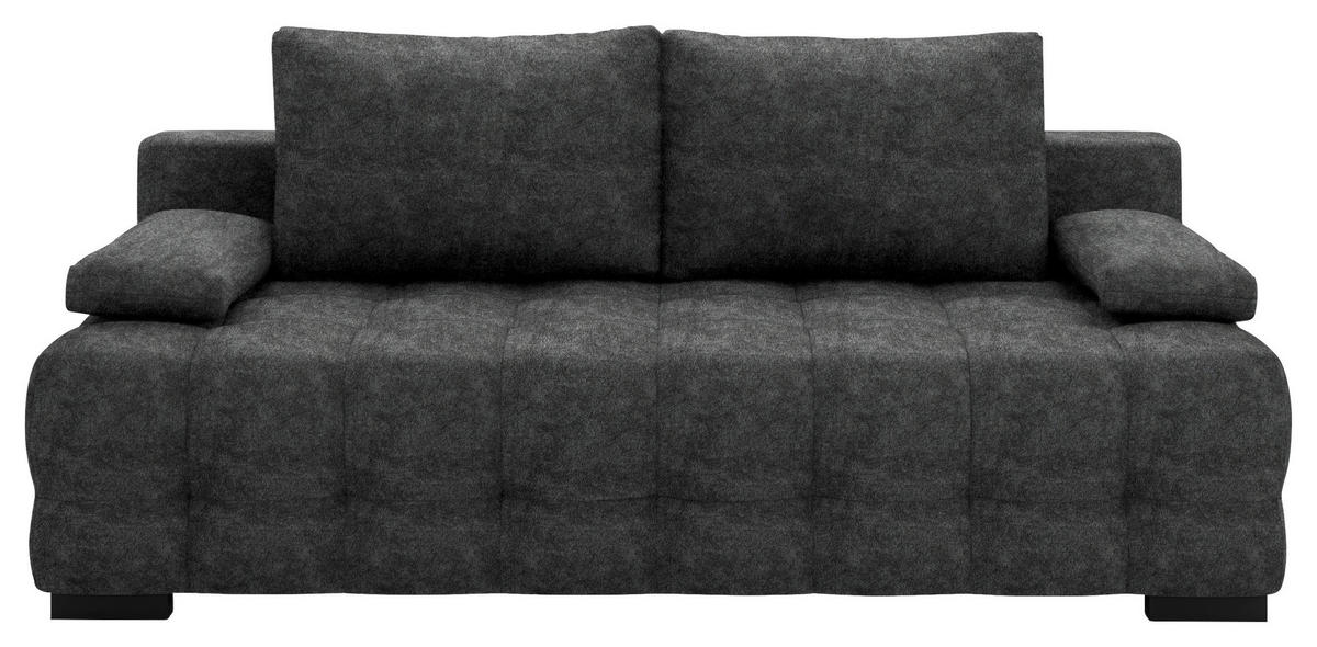 SCHLAFSOFA in Velours Grau  - Schwarz/Grau, KONVENTIONELL, Kunststoff/Textil (209/96/100cm) - Stylife