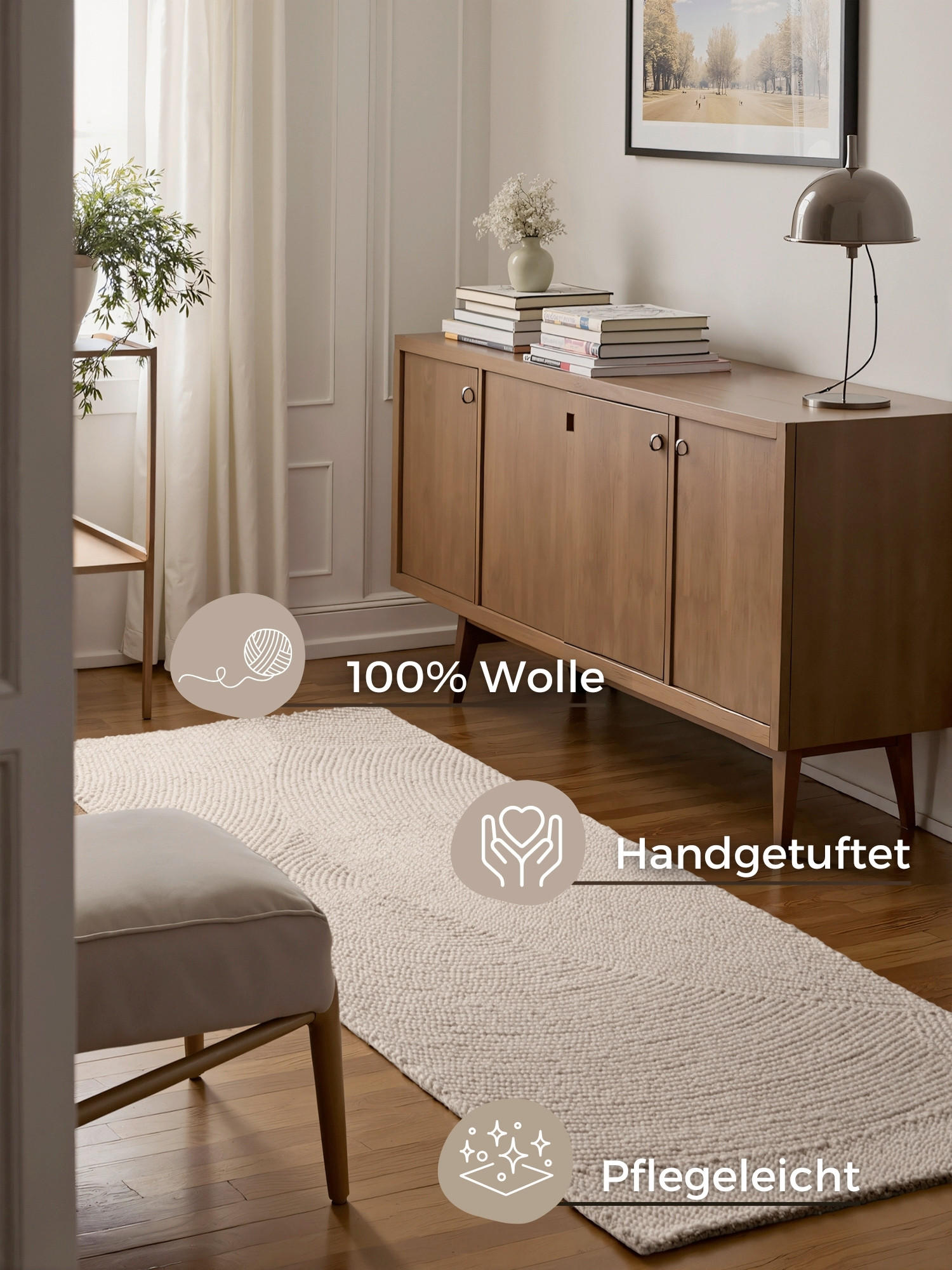 LÄUFER 80/300 cm Eleni  - Creme, Basics, Textil (80/300cm)