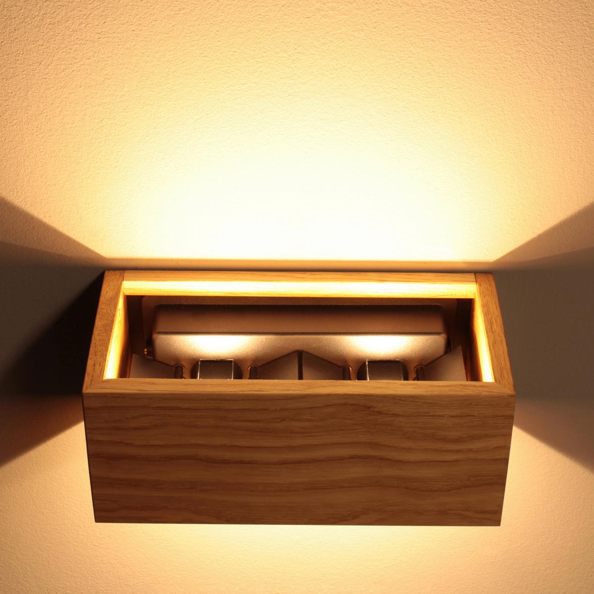 LED-WANDLEUCHTE Shine-Wood 23/23/10 cm   - Schwarz, Natur, Holz/Metall (23/23/10cm) - Fischer & Honsel