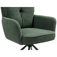 ARMLEHNSTUHL  Sitzfläche 180° drehbar, automatische Rückholfunktion Feincord  - Grün, Design, Textil/Metall (61/95/67cm) - Novel