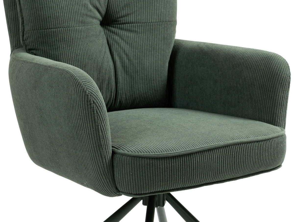 ARMLEHNSTUHL  in Feincord  - Grün, Design, Textil/Metall (61/95/67cm) - Novel