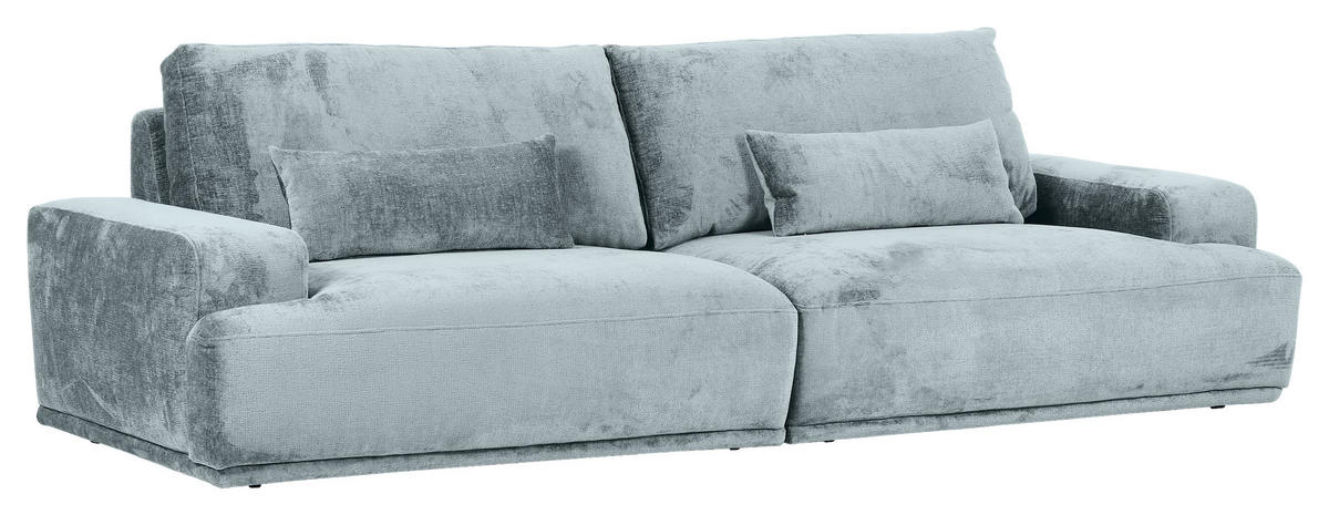 BIGSOFA in Chenille Hellblau  - Schwarz/Hellblau, Konventionell, Kunststoff/Textil (282/73/115cm) - MID.YOU